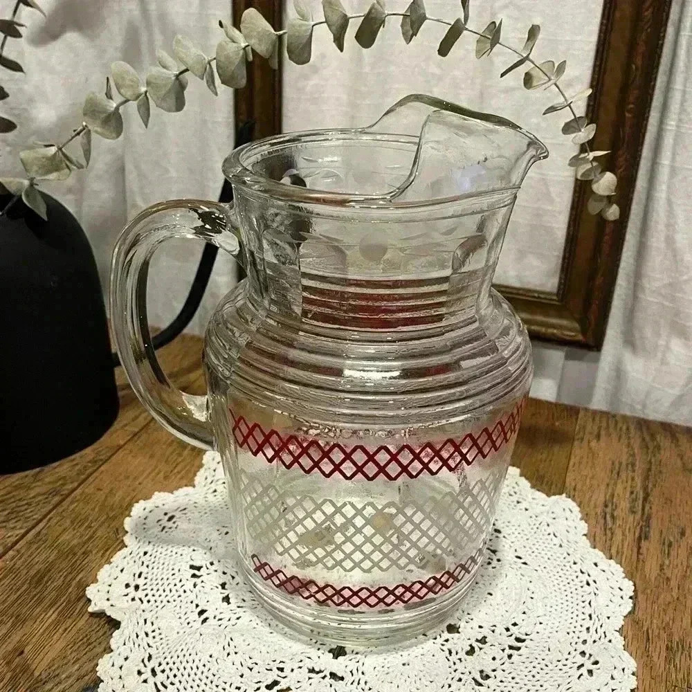 Glass Pitcher – Red Diamond Pattern - Picture 9 of 14